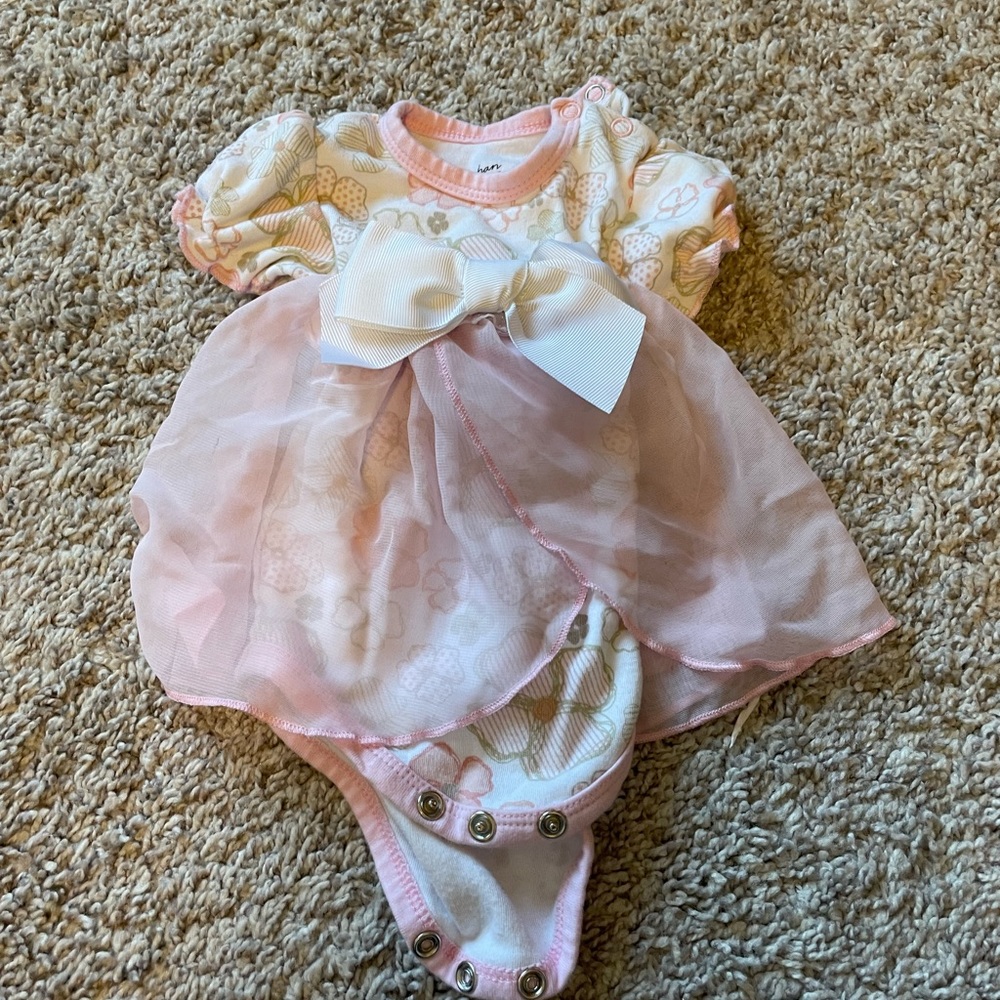 Pink floral onesie with skirt